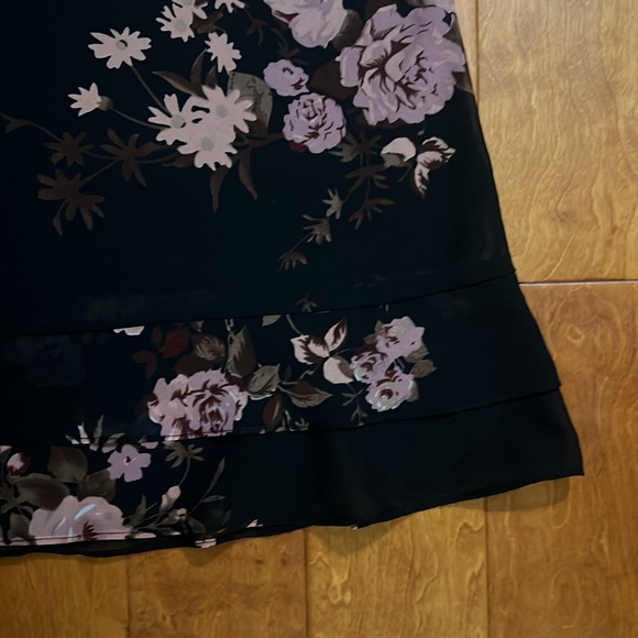 Vintage Zero Zero Y2K Floral Black Midi Skirt Size L 90’’s Whimsigoth Grunge - Picture 4 of 10